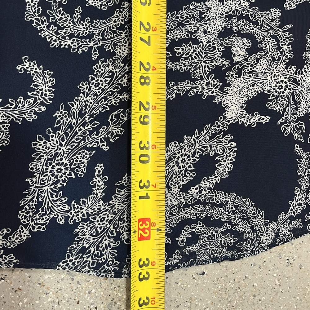 LIZ CLAIBORNE A-LINE FLOWY FLORAL CHIFFON MAXI SKIRT DARK BLUE WHITE SIZE 12 - Picture 14 of 15